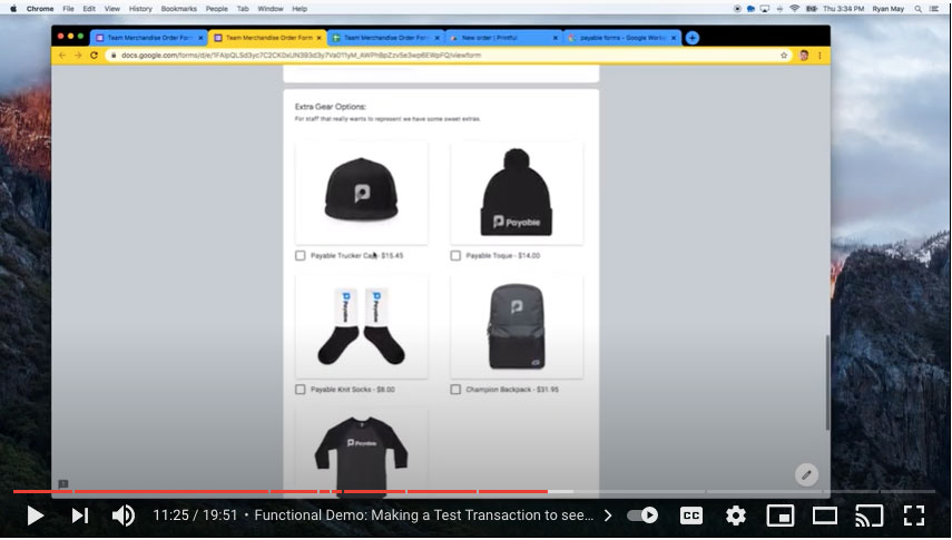Video about how to sell merchandise with a Google Form.